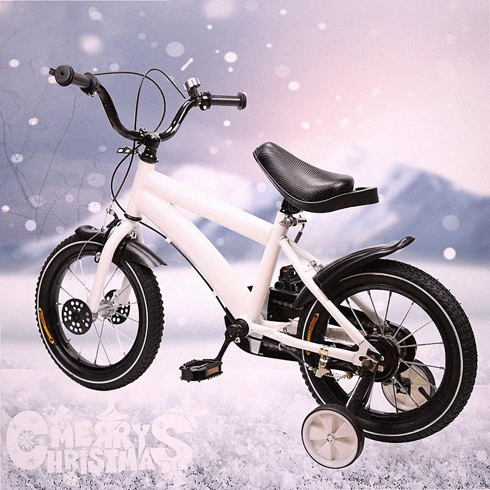 14" White Bike Boys & Girls Bicycle with Training Wheels For 3/4/5/6 Years Old